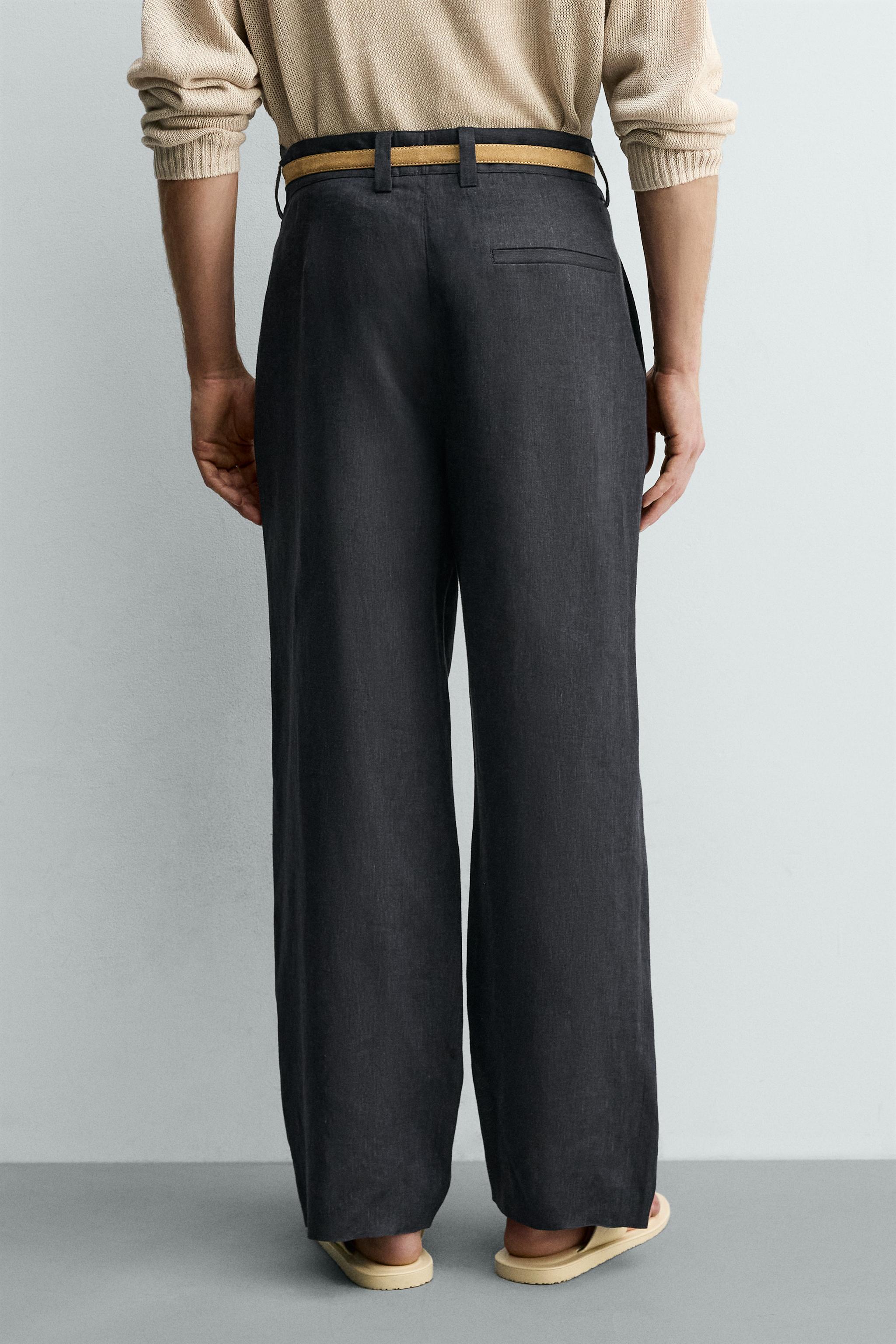 100% LINEN PLEATED PANTS